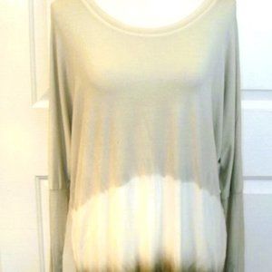 Fleur de Lis Size Medium Tunic Top with Dolman Sleeves and Shawl Crochet Hem